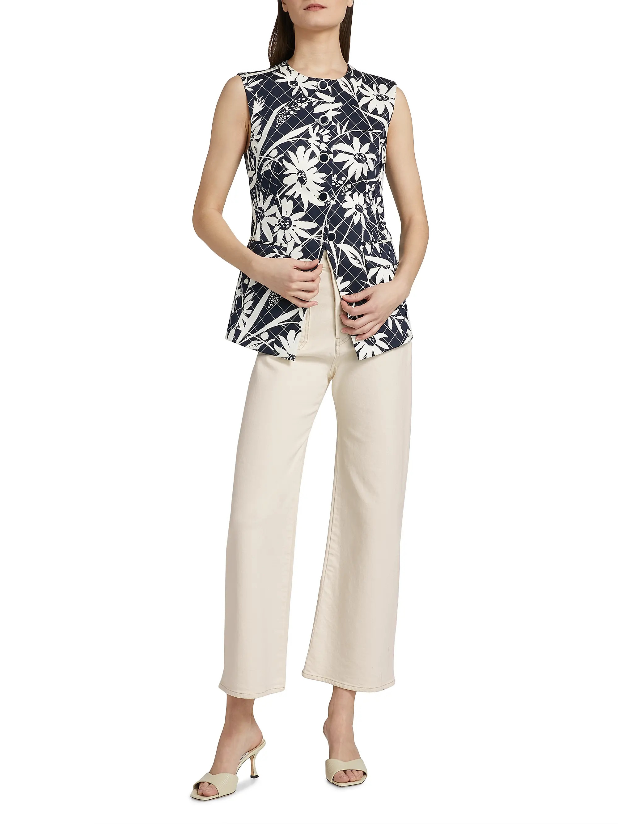 Grant High-Rise Wide-Leg Crop Jeans | Saks Fifth Avenue