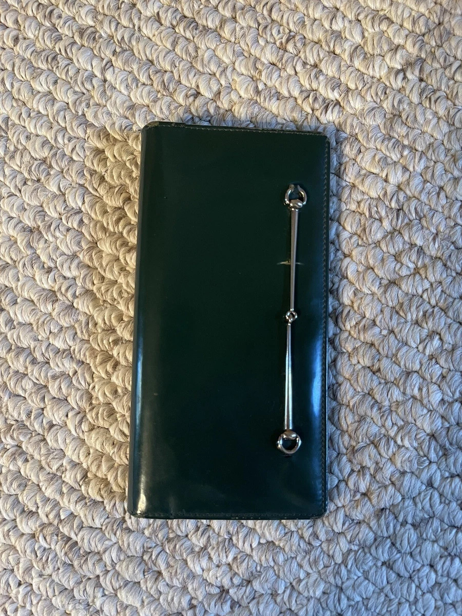 Vintage Gucci Horsebit Silver Green Patent Leather Long Wallet | eBay US