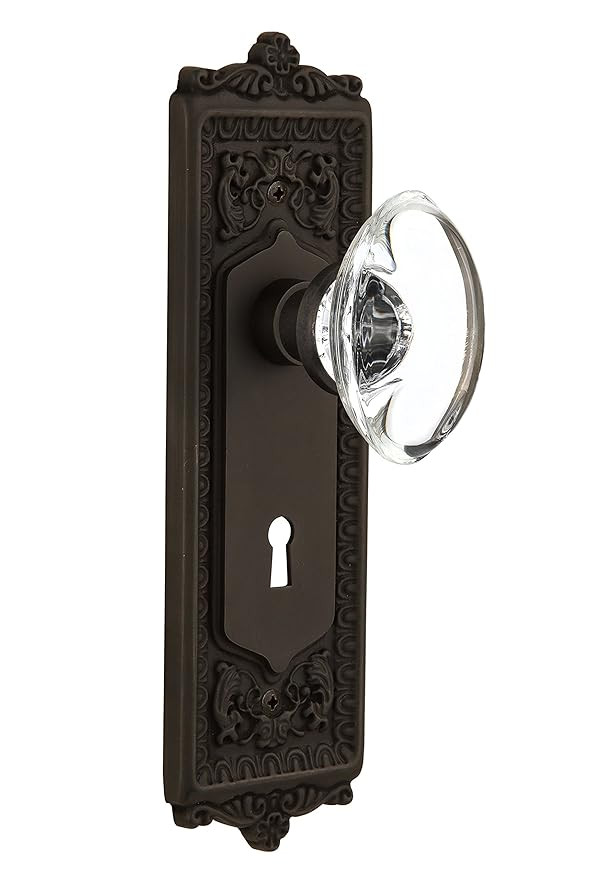 Nostalgic Warehouse Egg & Dart Plate with Keyhole Oval Clear Crystal Glass Knob, Oil Rubbed Bronze | Amazon (US)