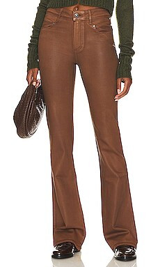 PAIGE High Rise Laurel Canyon in Cognac Luxe Coating from Revolve.com | Revolve Clothing (Global)