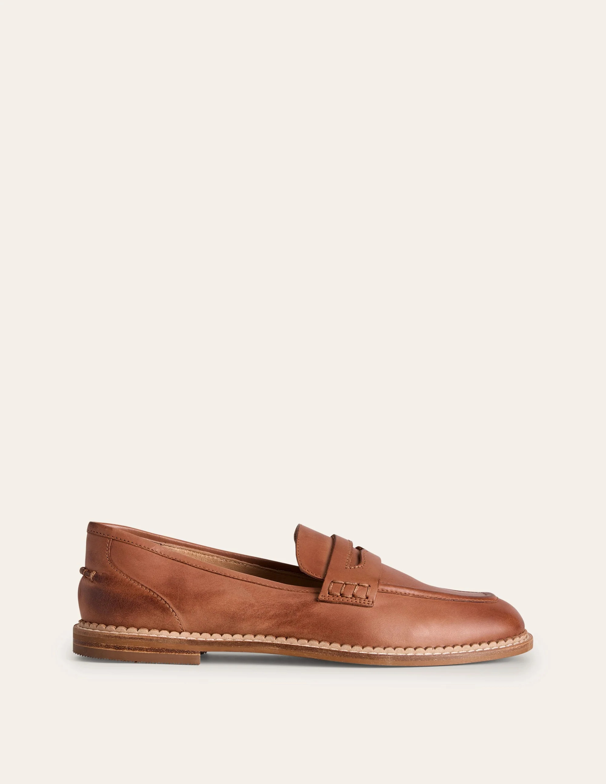 Nya Penny Loafers-Tan Burnished Leather | Boden UK