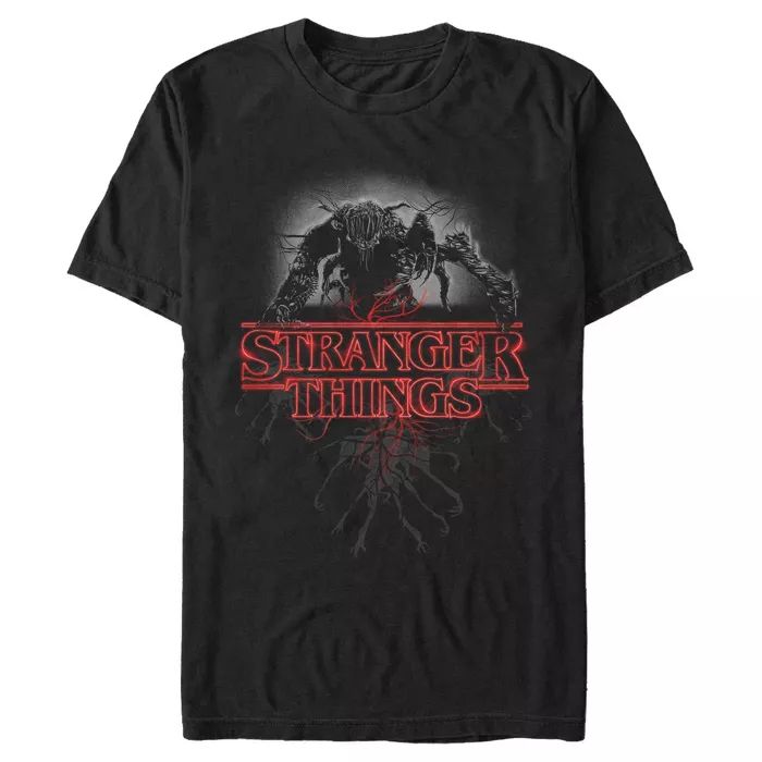 Stranger Things Mens Stranger Things Movie Logo Slim Fit Short Sleeve Crew Graphic Tee - Black 3X... | Target
