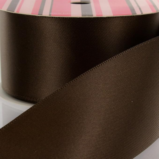 3" Brown Double Faced Satin Ribbon 3 Yard | Amazon (US)