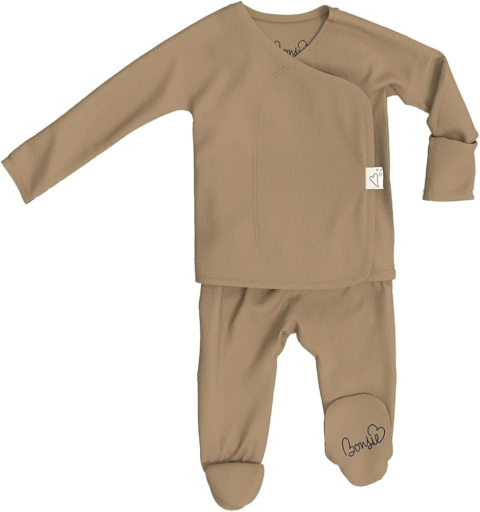 Bonsie Skin to Skin Babywear Footie - Brown Baby Footed Bodysuit - Mocha (Newborn) | Amazon (US)