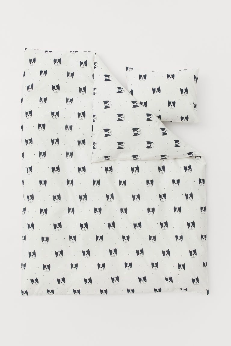 Patterned Duvet Cover Set - White/dogs -  | H&M US | H&M (US + CA)