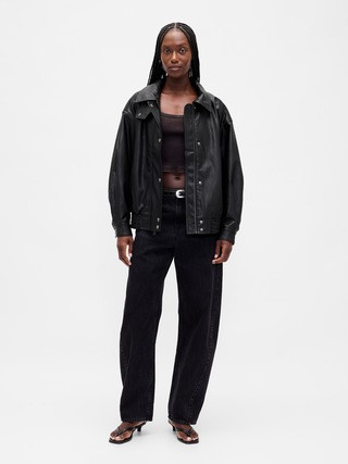 Oversized Vegan Leather Jacket | Gap (US)