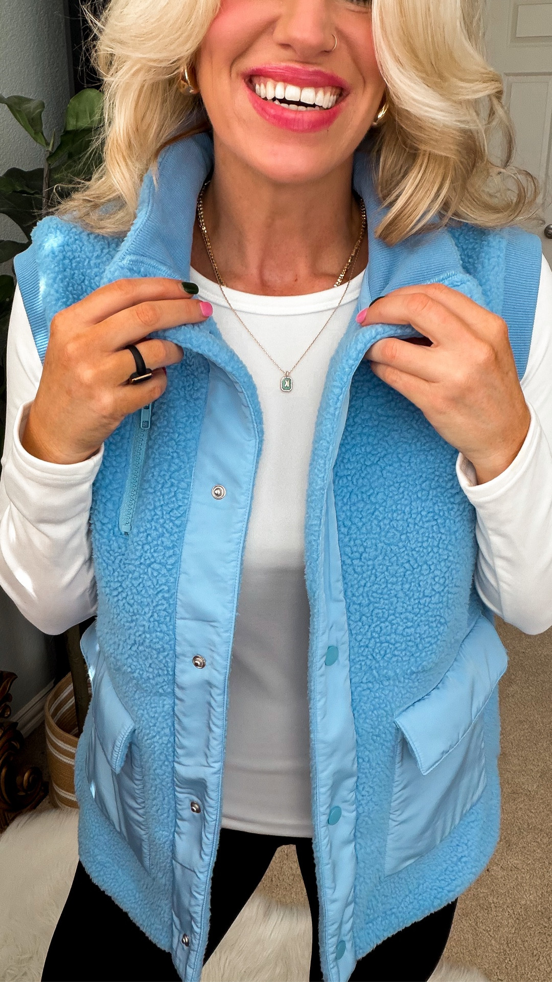 Cozy-but-cute outfits from Amazon 
Sherpa vest free people look for less is perfect for winter ❄️ 
Love the icy blue but comes in other colors and fits tts wearing a small 

#LTKOver40 #LTKFindsUnder50 #LTKSaleAlert