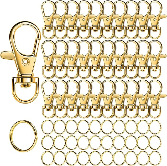 LEOBRO 60PCS Lobster Claw Clasps and Key Rings, 30PCS Keychain Clips and 30PCS Key Chain Ring for... | Amazon (US)