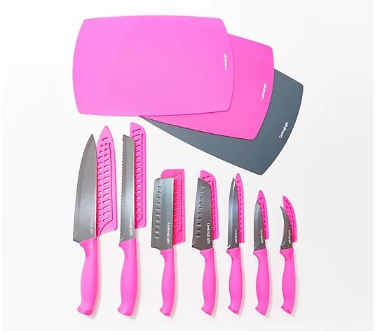 Cooking Light 7-Piece Cutlery Set w/ Sheaths & 3 Flexible Cutting Mats - QVC.com | QVC