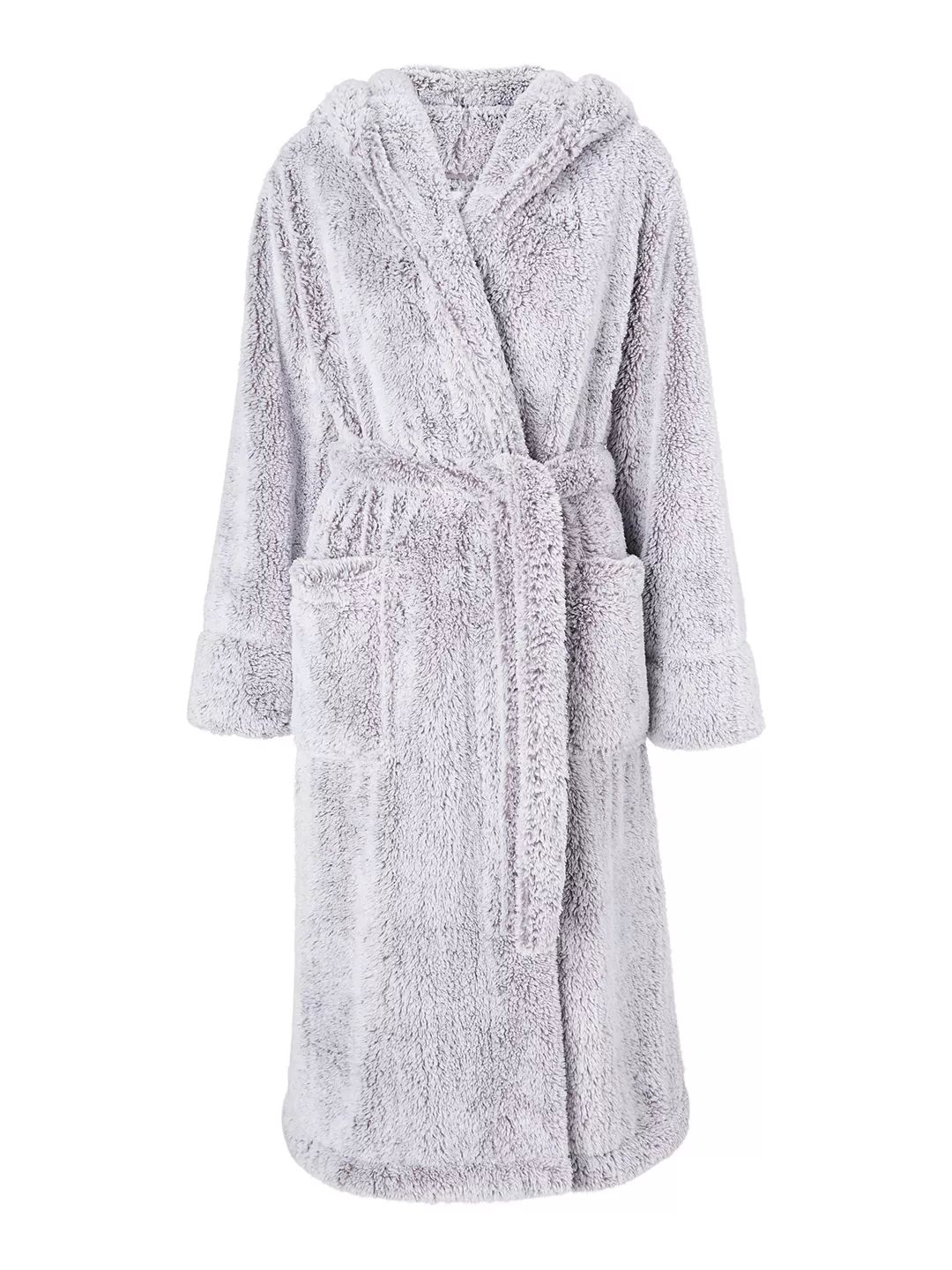 John Lewis Hi Pile Fleece Robe, Grey | John Lewis (UK)