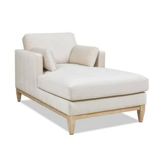 Knox 65 in. French Beige Performance Velvet Upholstered Chaise Lounge Chair | The Home Depot