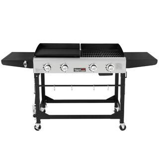 Royal Gourmet 4-Burners Portable Propane Gas Grill and Griddle Combo Grills in Black with Side Ta... | The Home Depot