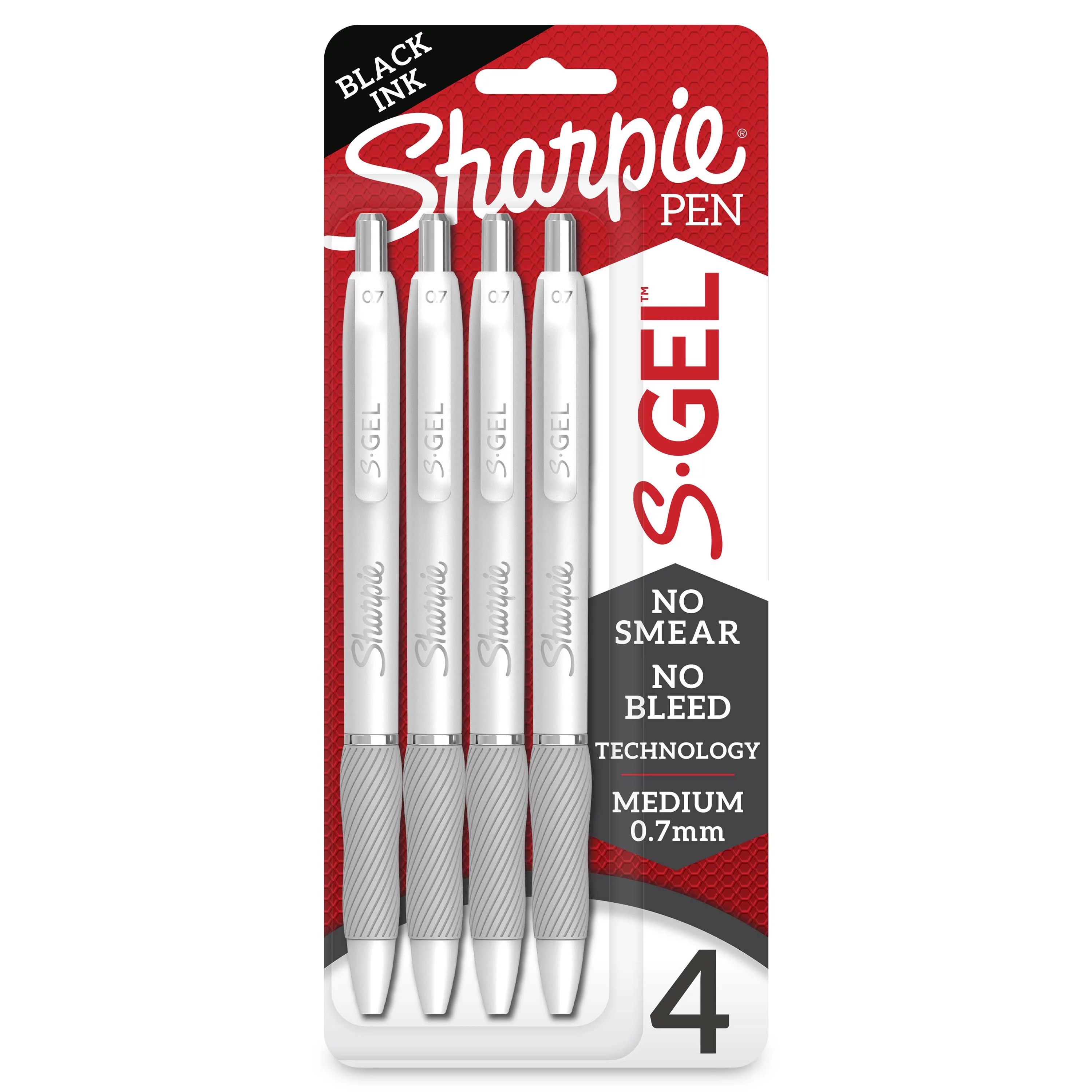 Sharpie S-Gel, Gel Pens, Medium Point (0.7 mm), Black Gel Ink Pens, 4 Count | Walmart (US)