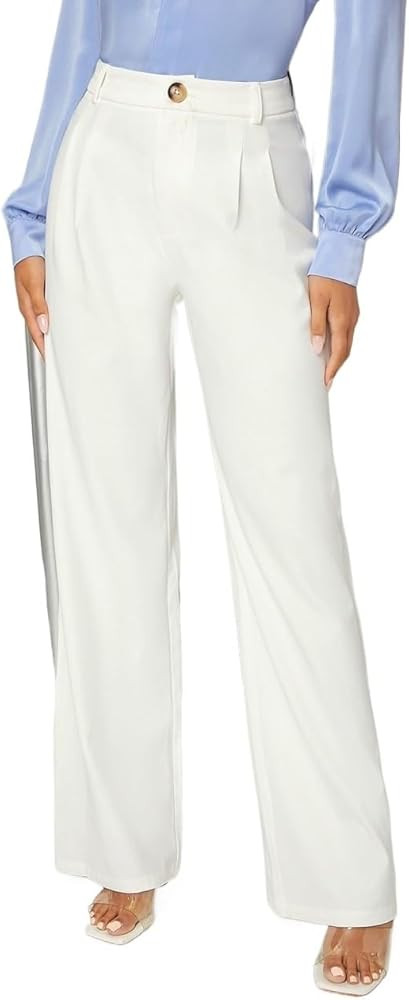 Women's Work Casual Pants Women's Solid Wide Leg Pants for Business | Amazon (US)