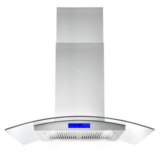 Cosmo 36 in. Ducted Island Range Hood in Stainless Steel with LED Lighting and Permanent Filters ... | The Home Depot