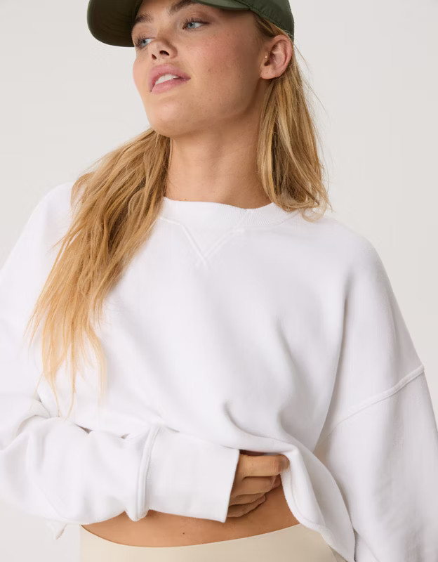 OFFLINE By Aerie Throw-Back Cropped Crewneck Sweatshirt | Aerie