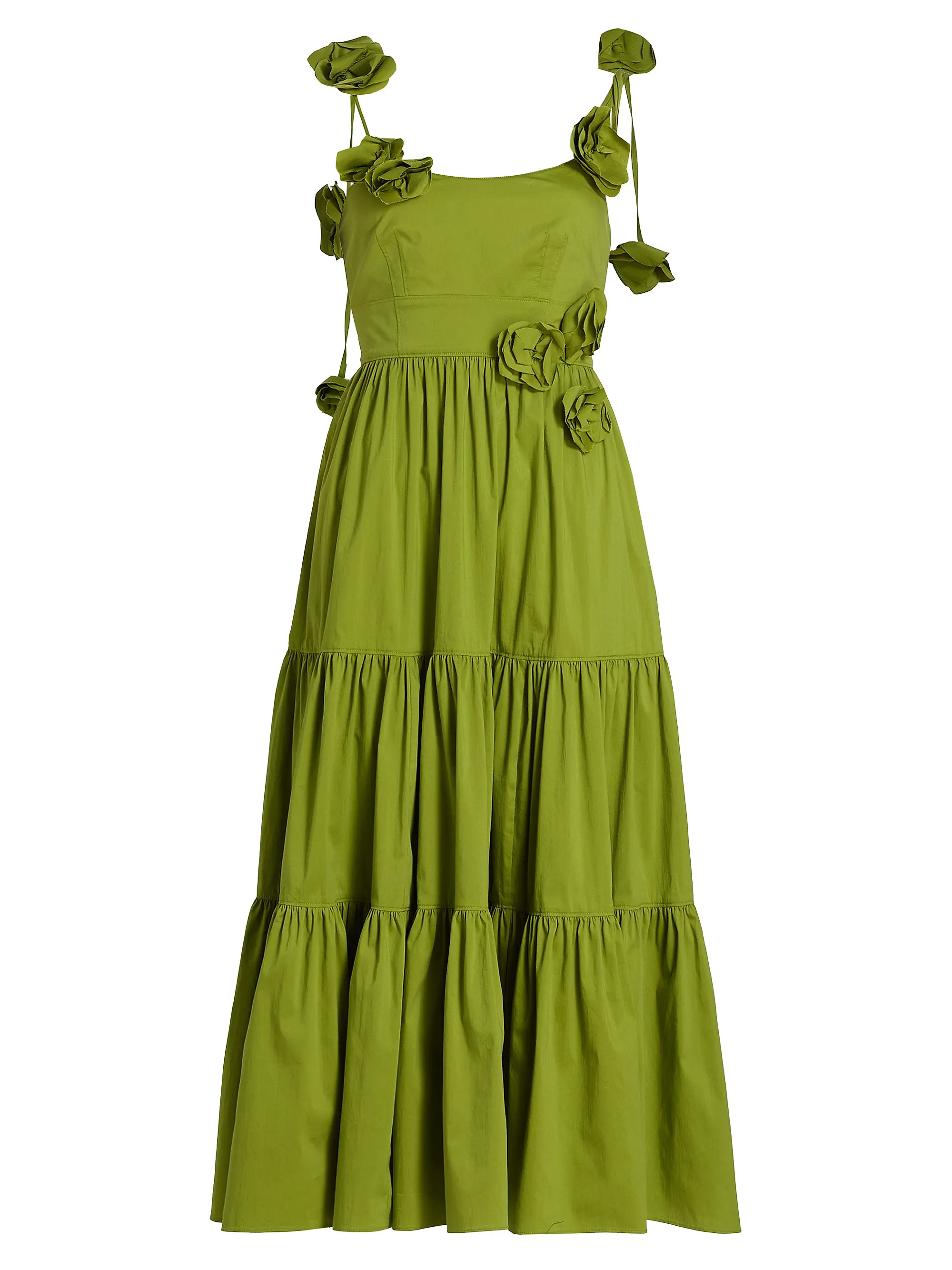 Cinq à Sept Kael Embellished Cotton-Blend Tiered Midi-Dress | Saks Fifth Avenue | Saks Fifth Avenue