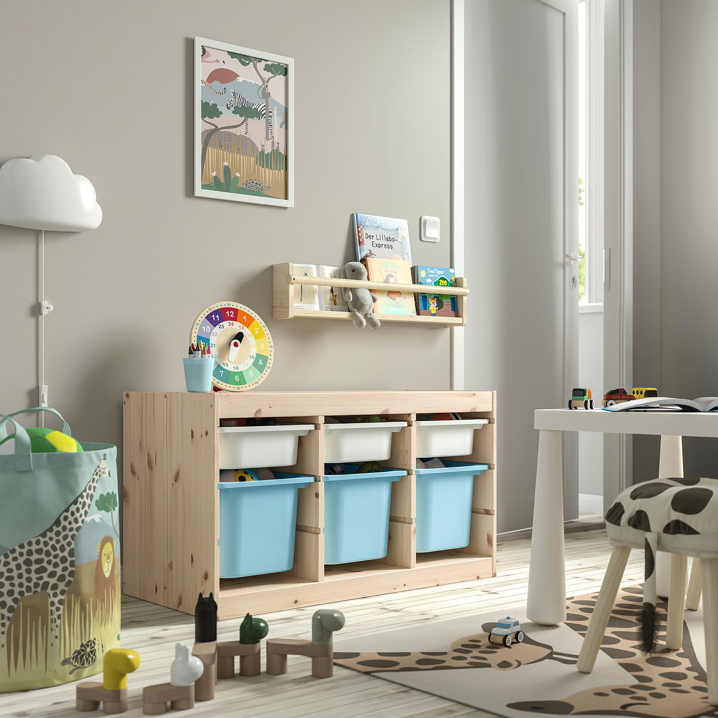 IKEA TROFAST storage combination with boxes, light white stained pine white/light blue, 36 5/8x17 3/8x20 1/2 | IKEA US