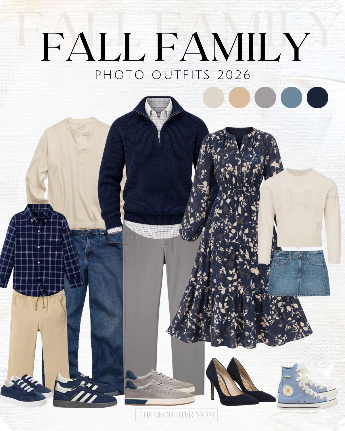 Navy and cream for fall photos never misses 💙 Comfy for the kids, polished for the grown-ups, and every piece mixes together. Y'all, those blue Converse are my favorite part 😍 #fallfamilyphotos #navyandcream #ltkfamily 

 #LTKSeasonal #LTKKids #LTKMens