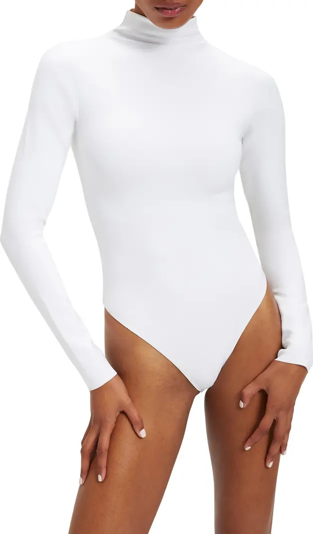 Good American Scuba Funnel Neck Long Sleeve Bodysuit | Nordstrom | Nordstrom