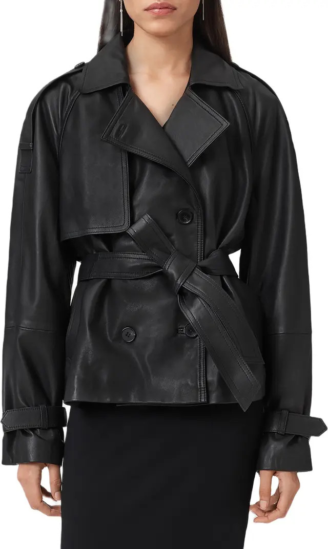 AllSaints Reed Leather Trench Jacket | Nordstrom | Nordstrom