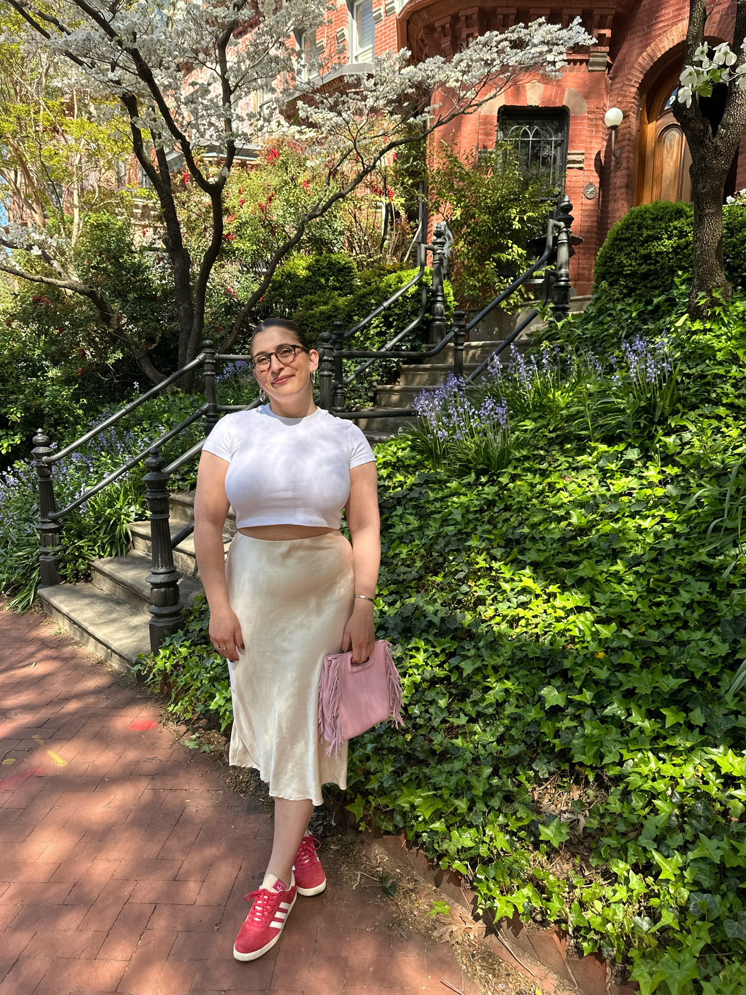 Sunday funday brunch all white outfit with red adidas gazelle sneakers 

#LTKshoecrush #LTKstyletip #LTKmidsize