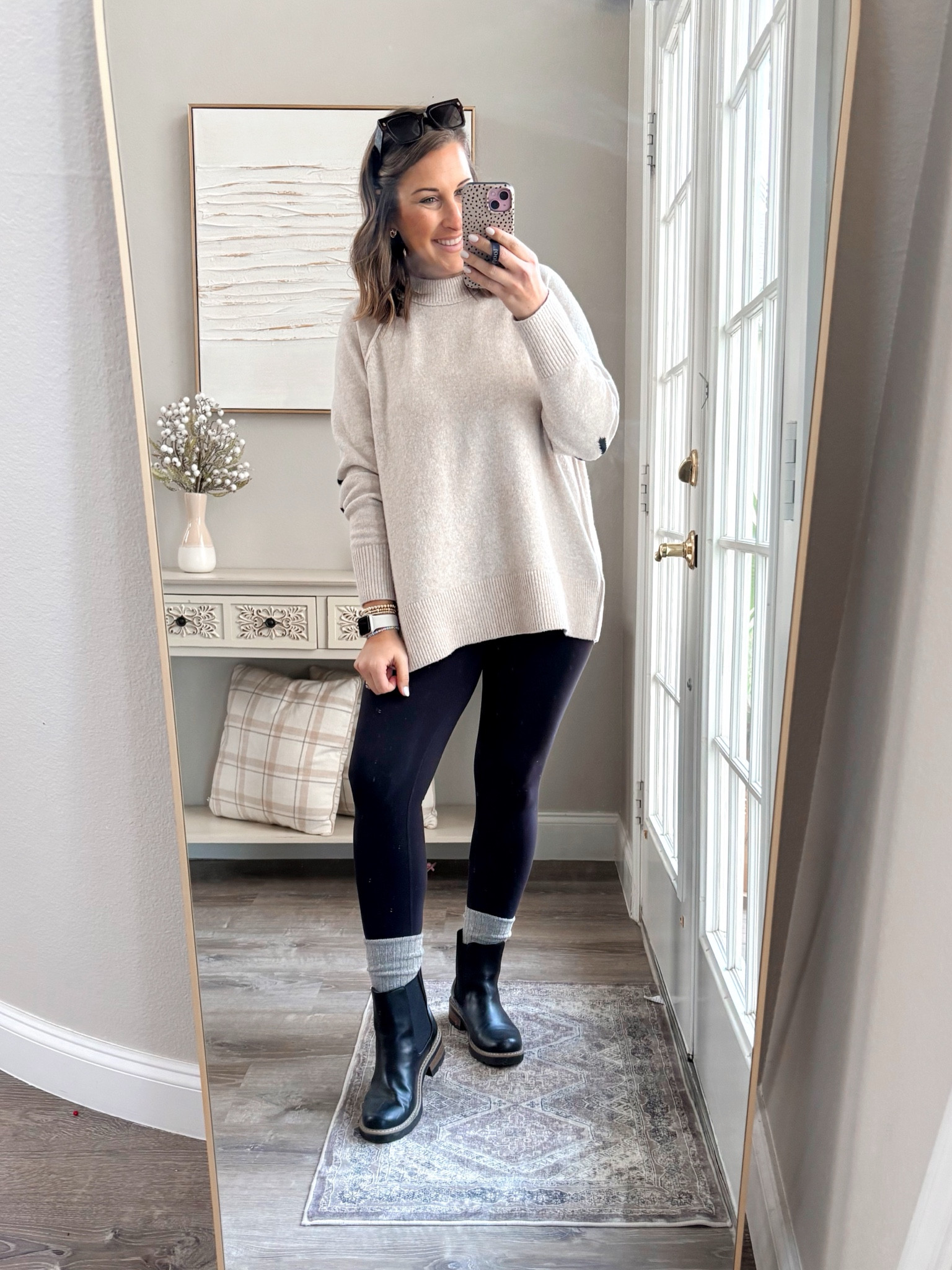 Love this bow sweater from Aerie SO much! It’s super soft & comfy! 🖤🎀

Size small- I sized down 
Leggings- medium 

#LTKSaleAlert #LTKFindsUnder50 #LTKMidsize