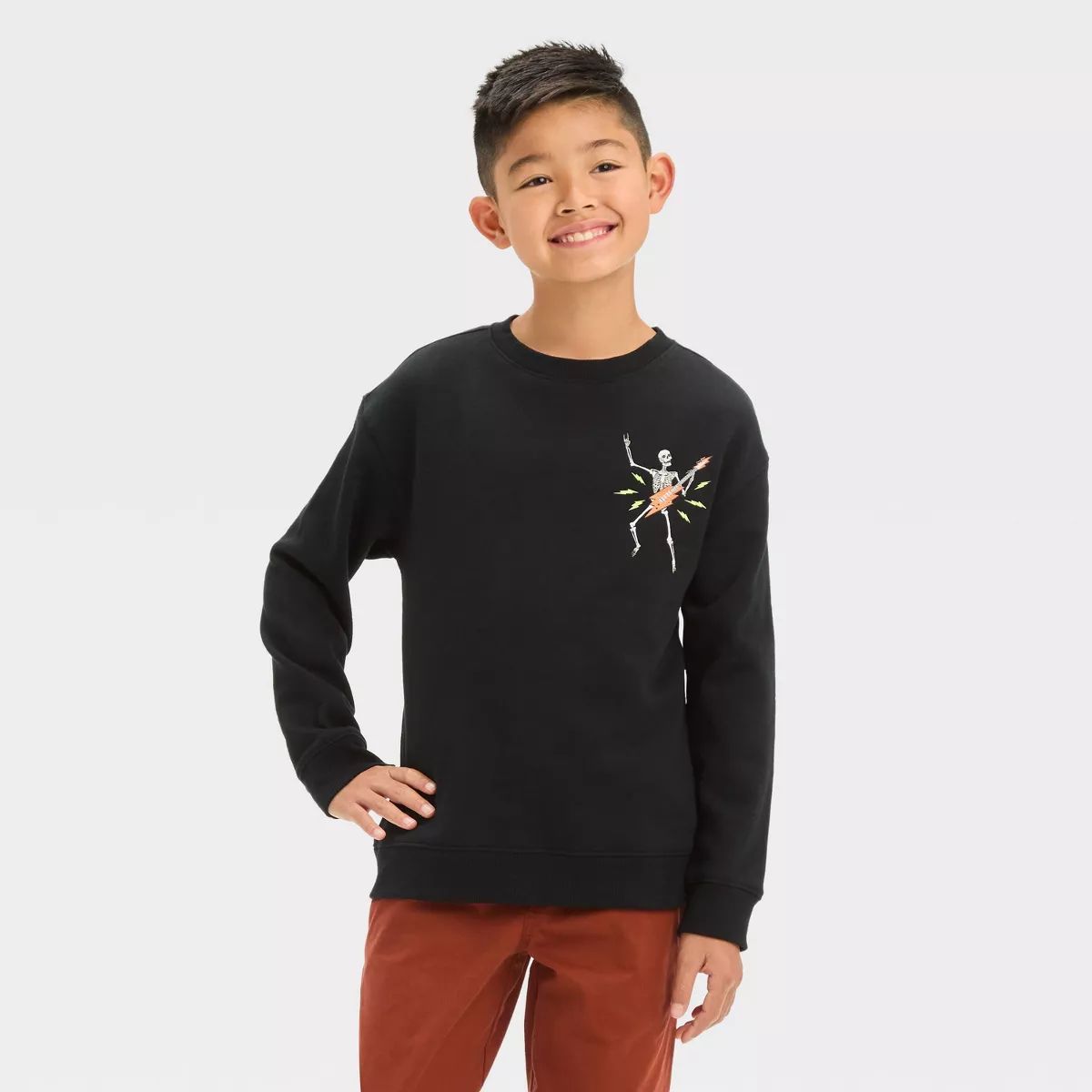 Boys' Halloween Crewneck Fleece Pullover Sweatshirt - Cat & Jack™ Black | Target