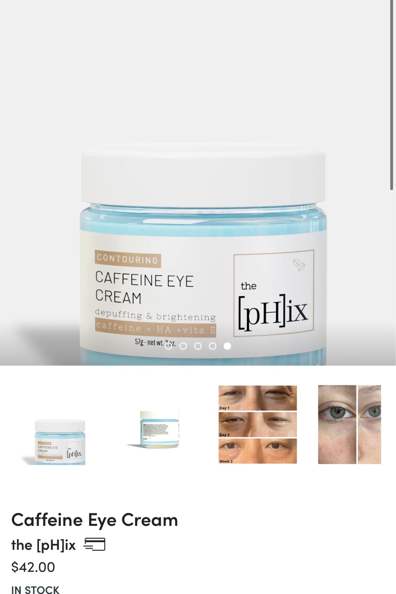 Caffeine eye cream to depuff 