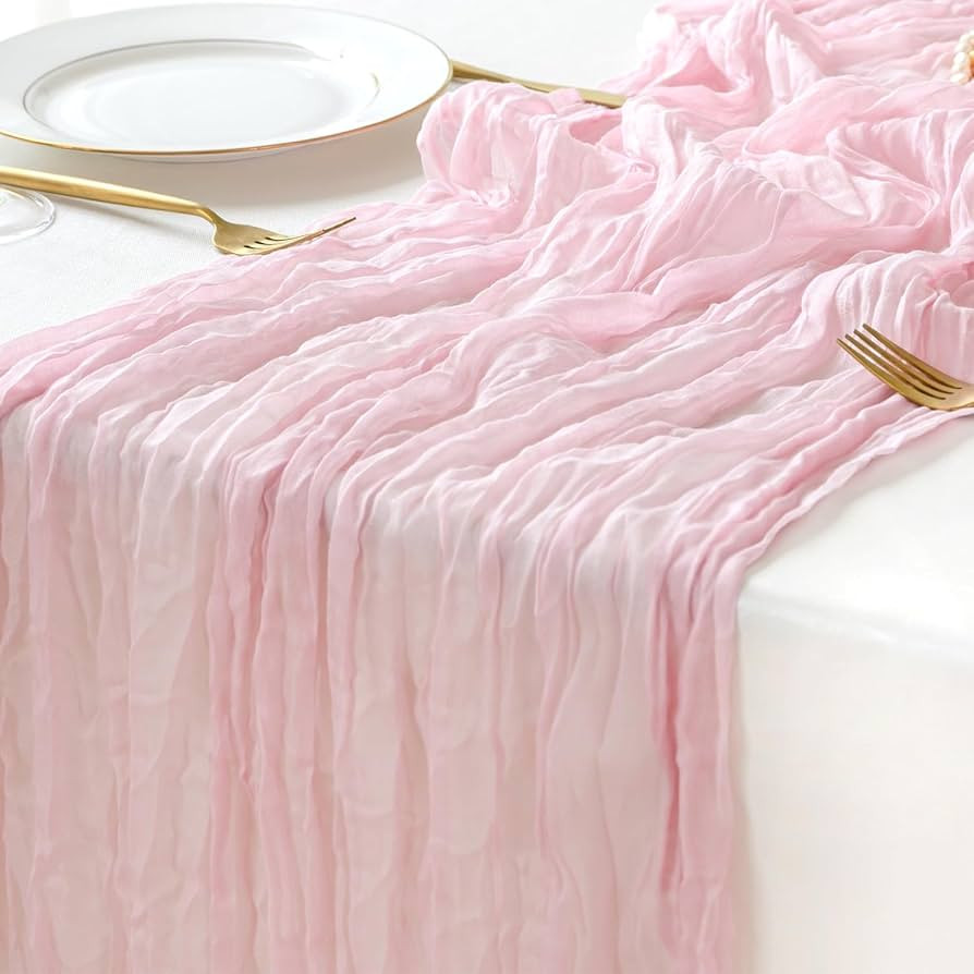 Sioloc 1 Pack Light Pink Cheesecloth Table Runner Spring Decor 10ft Boho Gauze Cheese Cloth Runne... | Amazon (US)