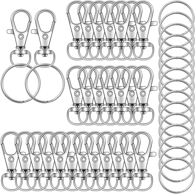 104PCS Swivel Snap Hooks with Key Rings, Metal Lobster Claw Clasp, Keychain Rings for Crafts 1.25... | Amazon (US)