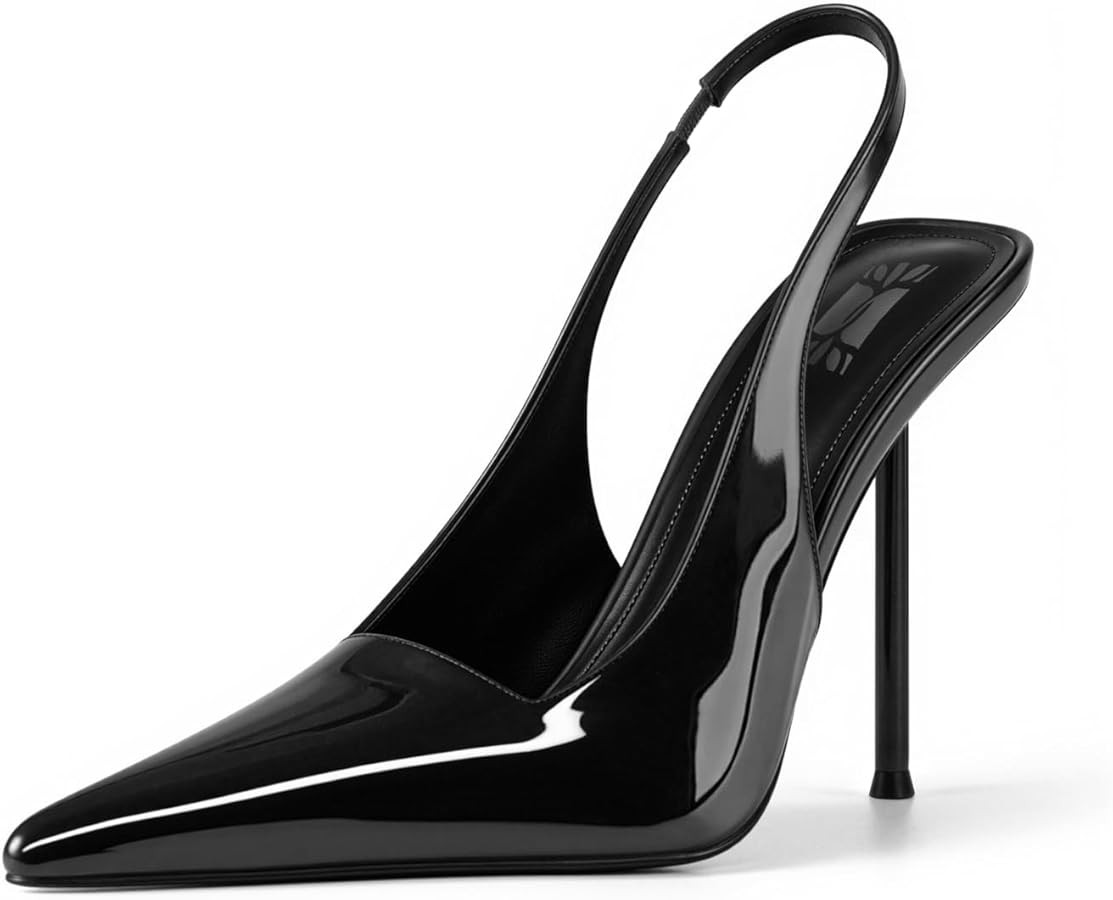 VARECOLA Women's Slingback Stiletto Heels, Pointed Toe Slip On Pumps Elegant High Heels for Party... | Amazon (US)