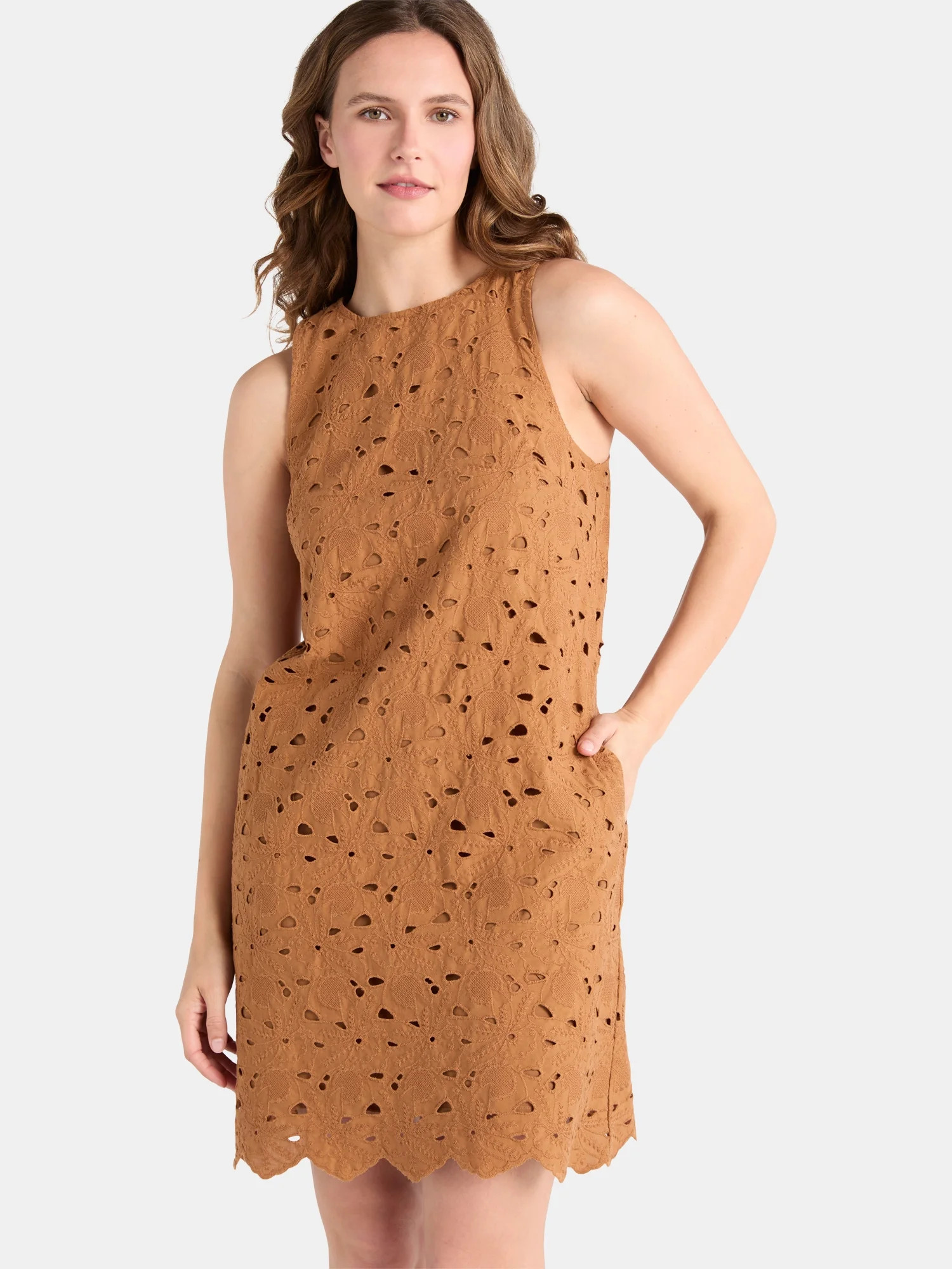 Time and Tru Women's Eyelet Embroidered Mini Dress, Sizes XS-XXXL | Walmart (US)