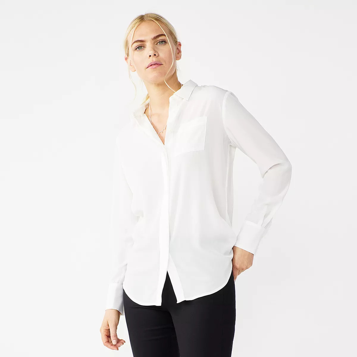 Women's Nine West Drapey Button Down Shirt | Kohl's