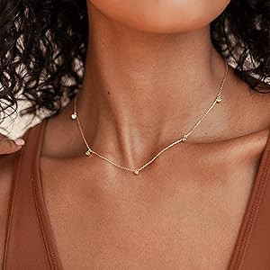 Valentines Day Gifts for Women Her - Dainty Necklaces for Women Cute Station Choker Simulated Dia... | Amazon (US)