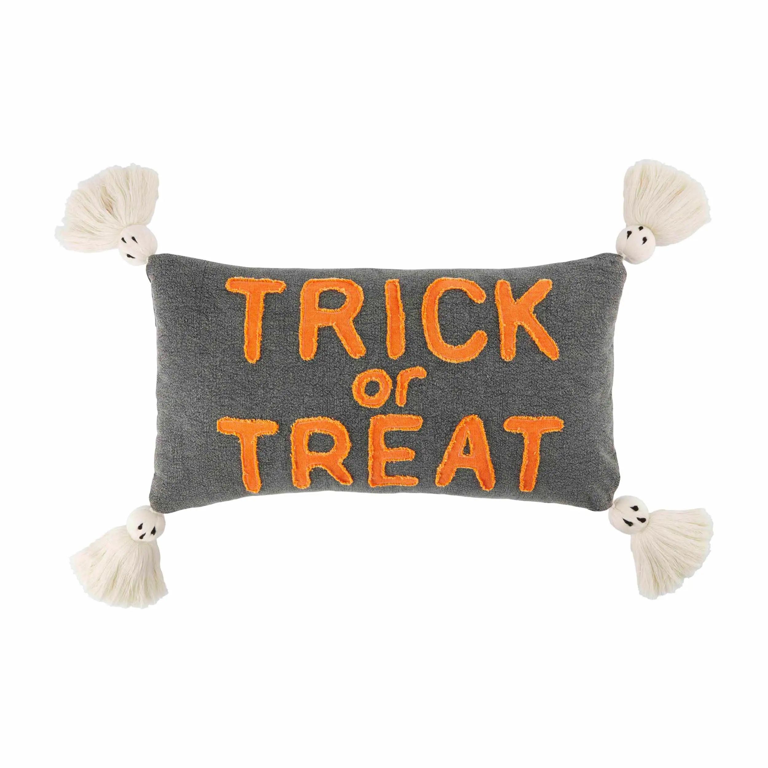 Trick Or Treat Ghost Tassel Pillow | Mud Pie (US)
