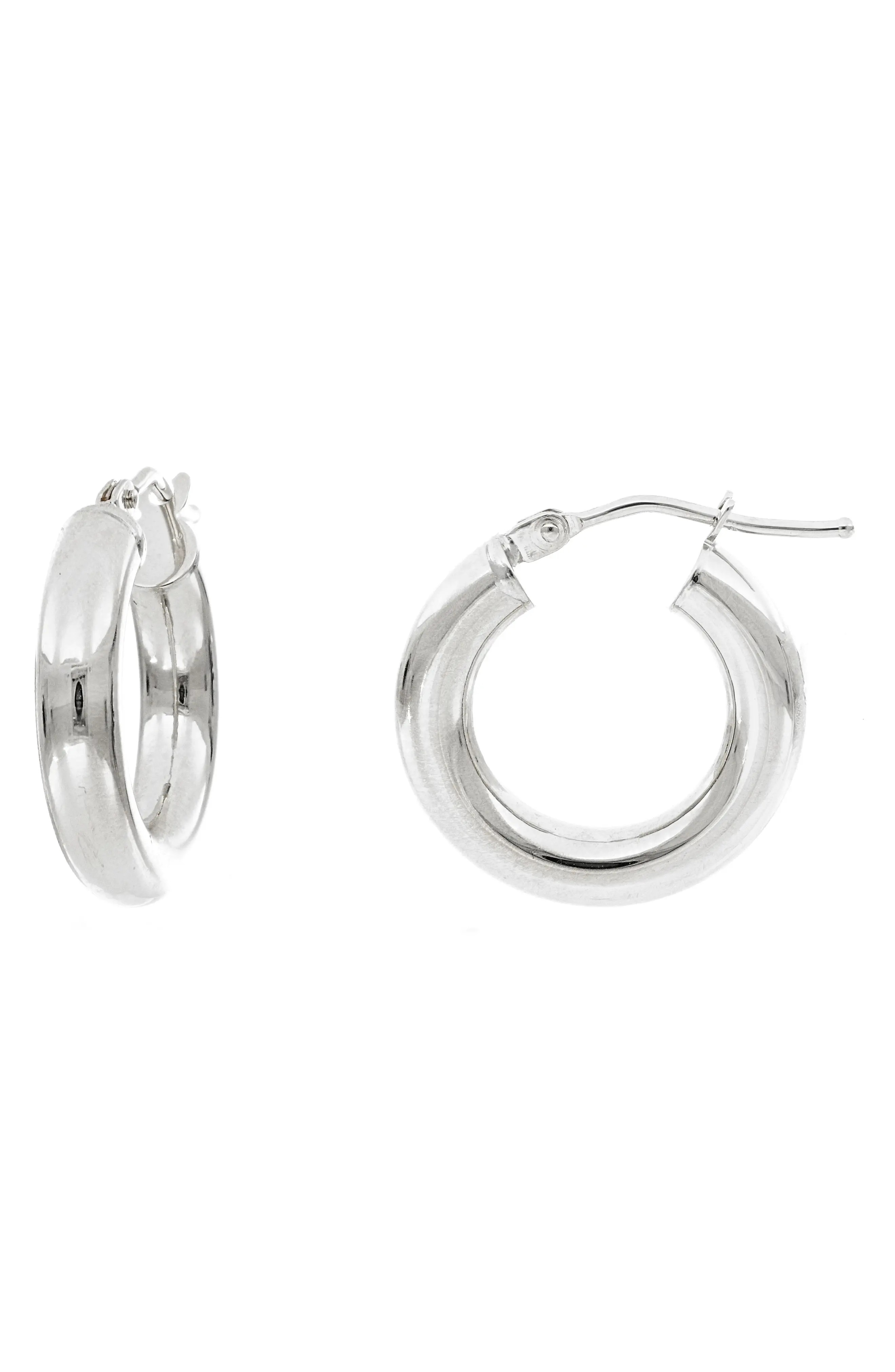 Bony Levy Essentials 14K Gold Smooth Hoop Earrings in White Gold at Nordstrom | Nordstrom