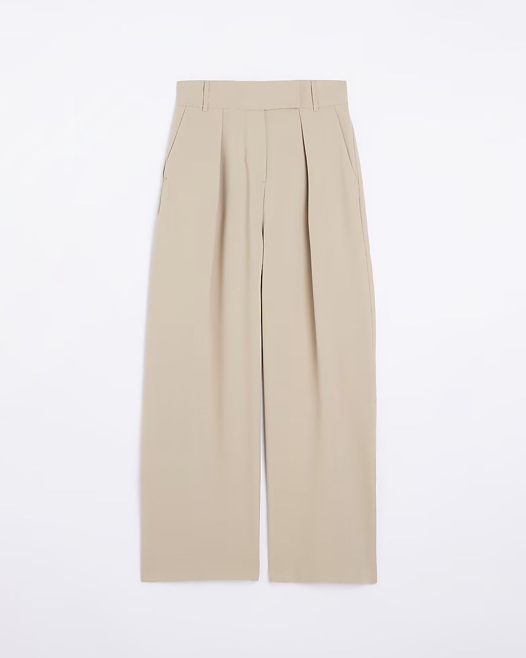 Beige wide leg pleated trousers | River Island (UK & IE)