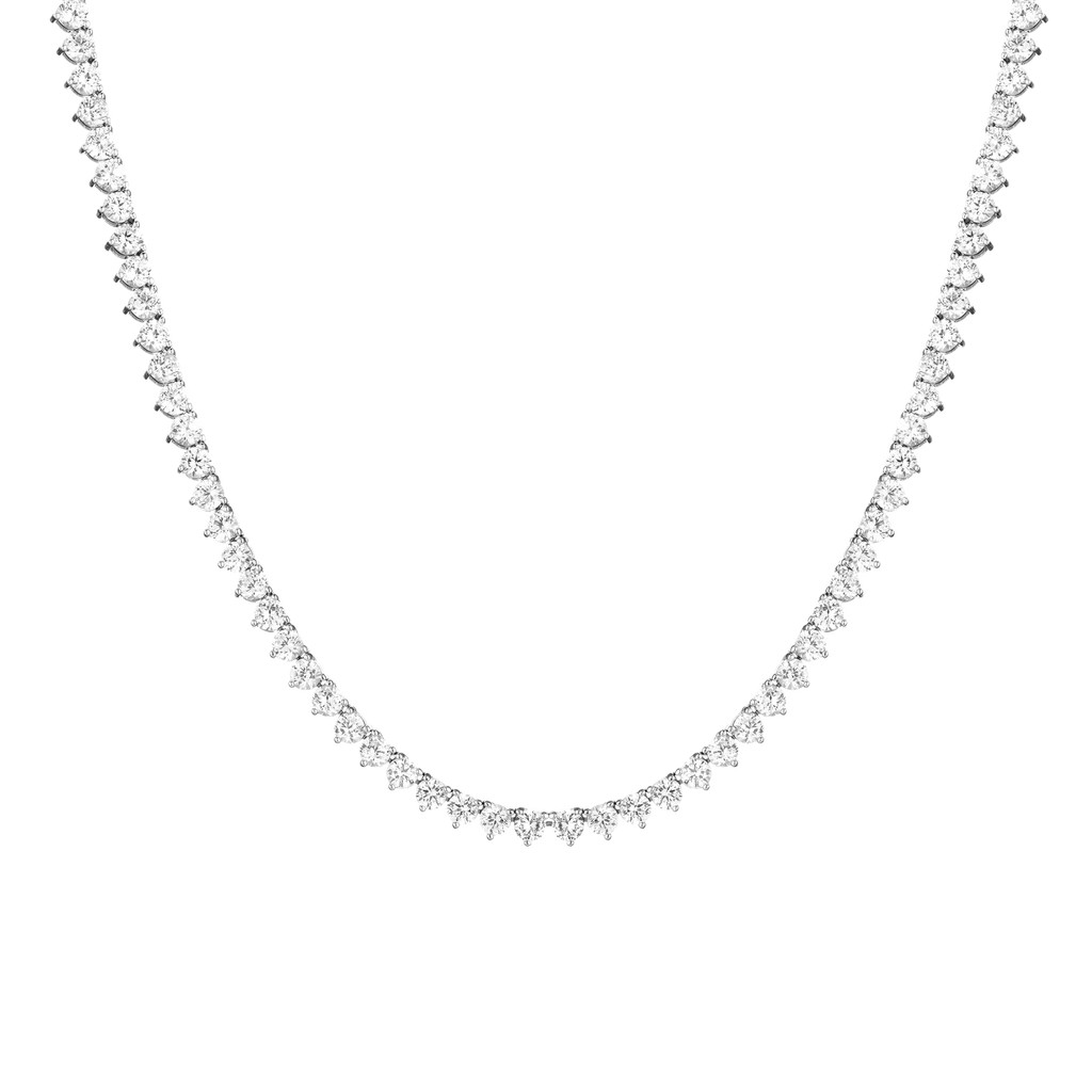 Lab Grown White Sapphire Three-Prong Tennis Necklace | AUrate New York