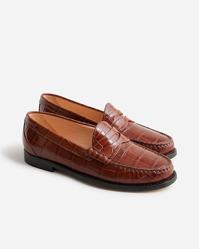 Winona penny loafers in croc-embossed leather | J.Crew US