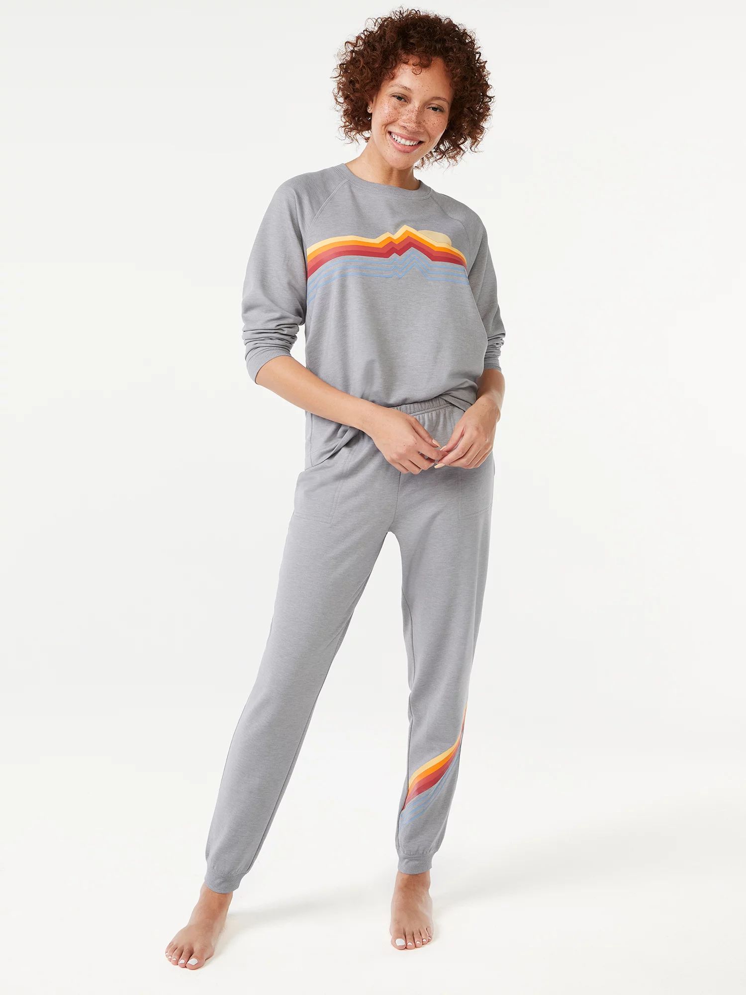 Joyspun Women's French Terrycloth Holiday Pajama Gift Set, 2-Piece, Sizes up to 3X - Walmart.com | Walmart (US)