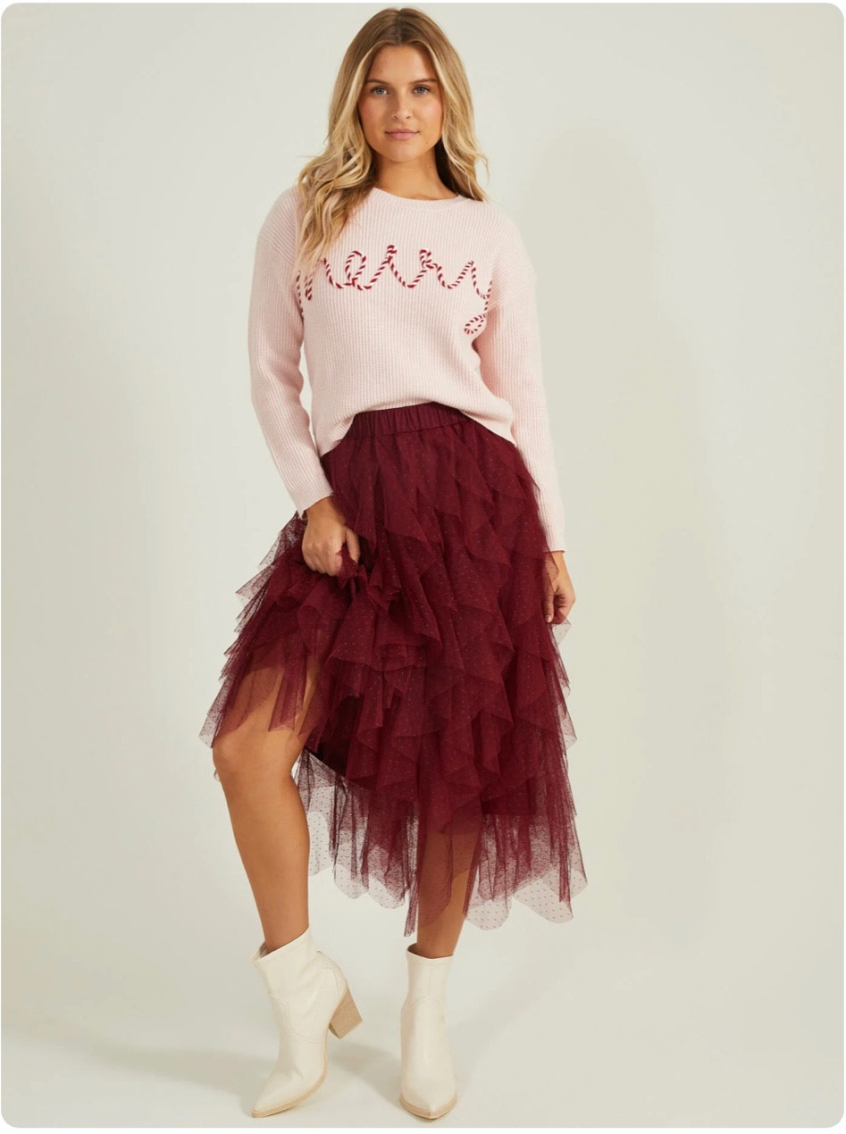 The merriest little outfit! AND the sweater comes in a matching size for your mini!!! Snag it from Tullabee and pair it with the perfect tiered tulle skirt for a cute and flirty holiday look! 

#LTKkids #LTKSeasonal #LTKHoliday