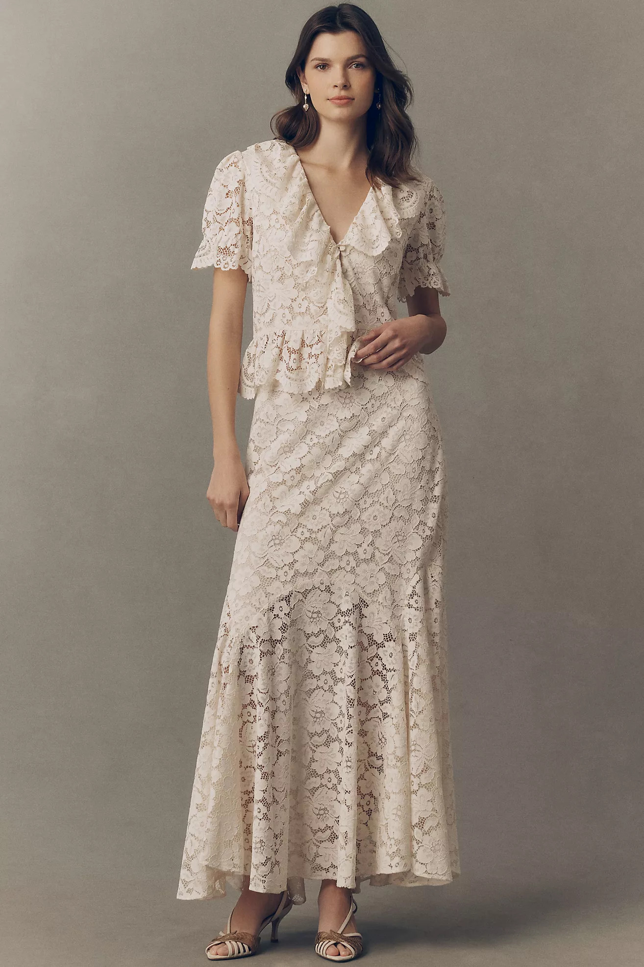 RIXO Dollie Lace Ruffle Top | Anthropologie (US)
