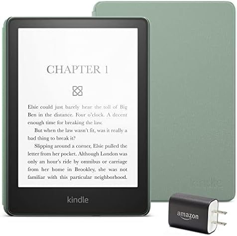 Kindle Paperwhite Essentials Bundle including Kindle Paperwhite (16 GB) - Agave Green, Leather Co... | Amazon (US)