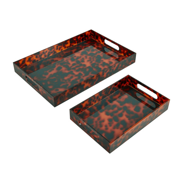 Mud Pie Tortoise Acrylic Tray Set in Brown | Mud Pie