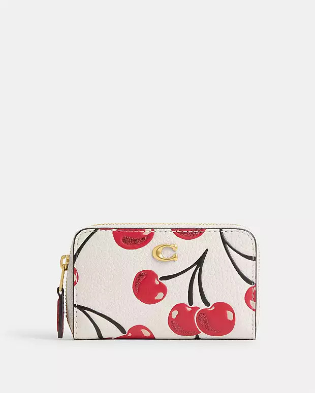 Essential Small Zip Around Card Case With Cherry Print | Coach (US)