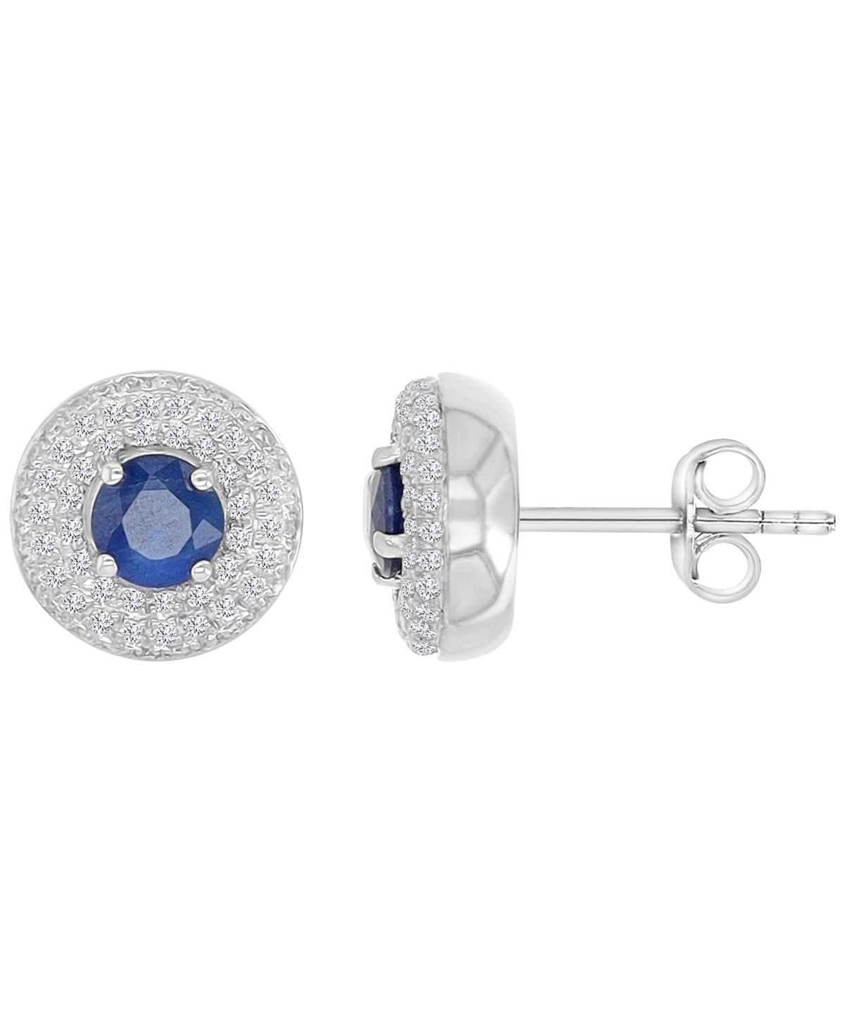 Macy's Sapphire & Diamond Puffy Stud Earrings - Silver | Macy's
