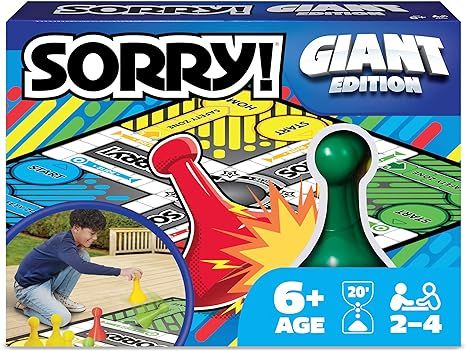 Giant Sorry Classic Family Board Game Indoor Outdoor Retro Party Activity Summer Toy with Oversiz... | Amazon (US)