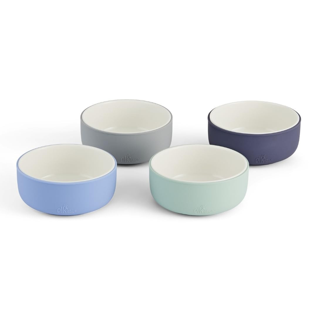 Elk and Friends Kids Porcelain Bowls with Silicone Sleeve | Kids/Toddler/Baby Feeding | Microwave... | Amazon (US)