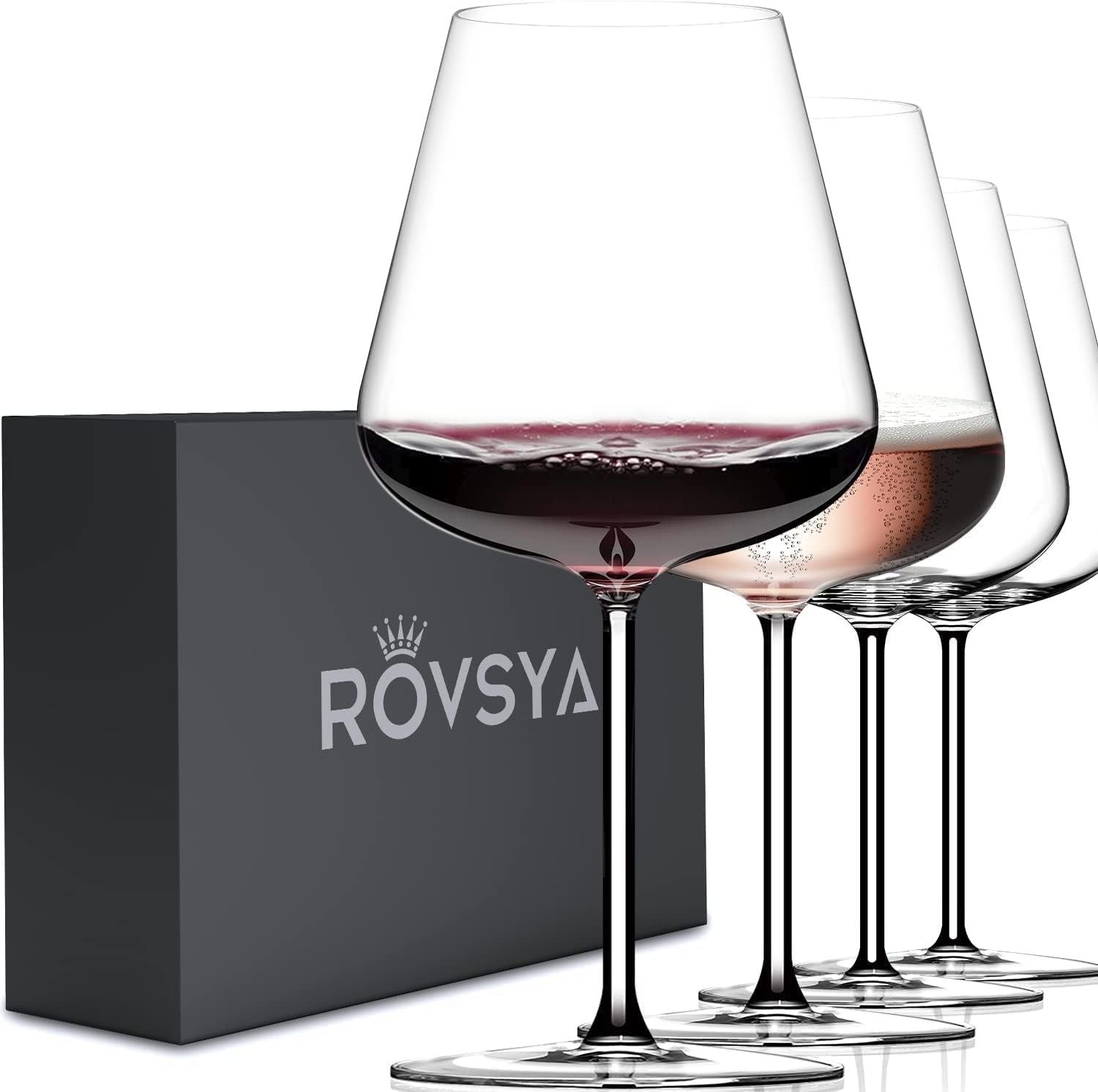 ROVSYA Red Wine Glasses Set of 4-28oz Large Wine Glasses Hand Blown Crystal-Clearer,Lighter for W... | Amazon (US)